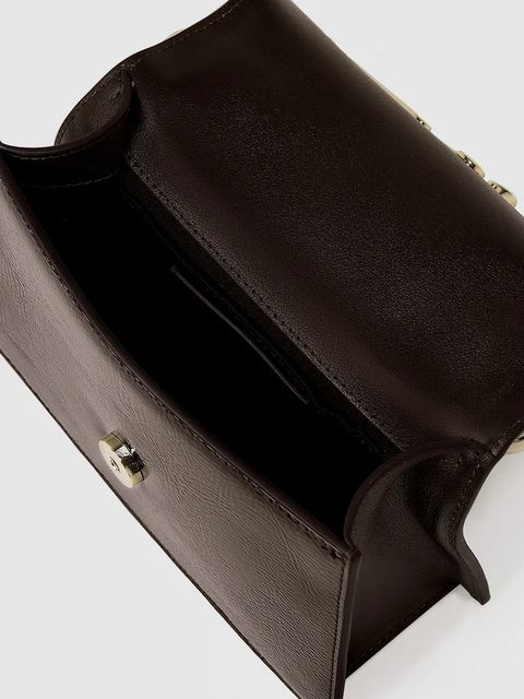 Karl Lagerfeld torebka skórzana K/SIGNATURE kolor bordowy A4W30033