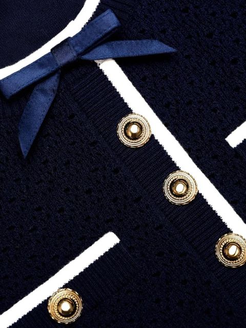 Self-Portrait bow button mini dress - Blue