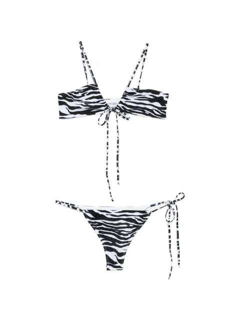 The Attico zebra-print tie-fastening bikini - White - zdjęcie produktu nr 1