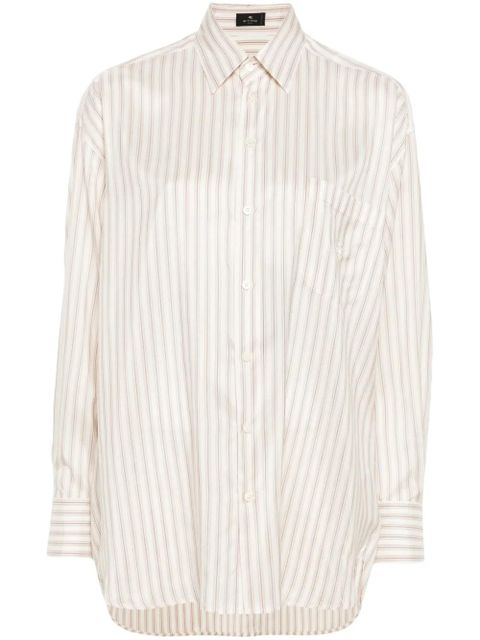 ETRO Pegaso-embroidered striped shirt - White - zdjęcie produktu nr 1