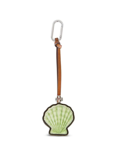 Tory Burch shell-motif leather keyring - Green - zdjęcie produktu nr 1