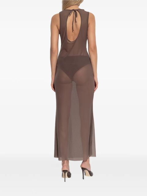 Bond-eye mesh tie maxi dress - Brown