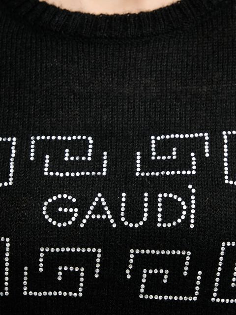 Gaudi sweter z dodatkiem wełny damski kolor czarny 521BD53009