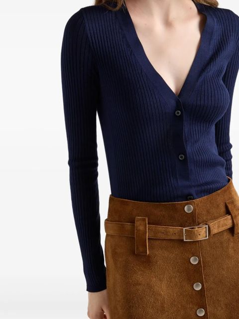 Prada knitted cotton cardigan - Blue