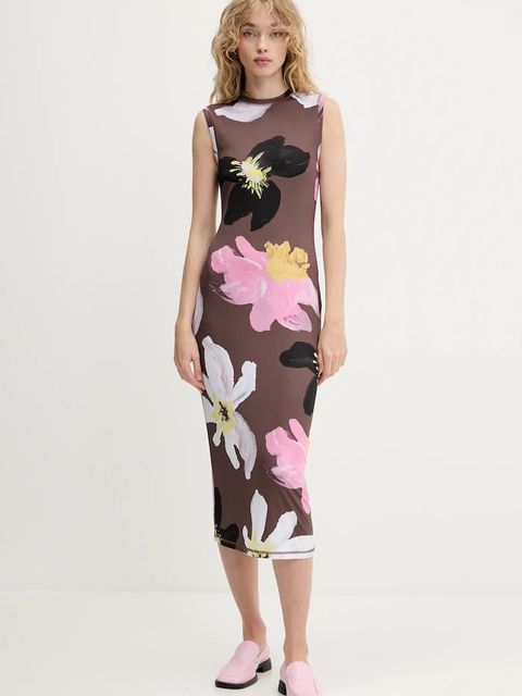 Stine Goya sukienka kolor brązowy midi dopasowana SG-PF25-D104-2244 - zdjęcie produktu nr 1