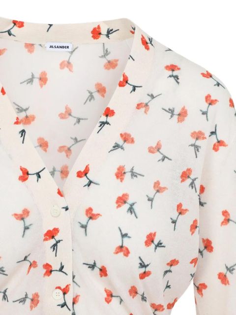 Jil Sander floral collared knitwear - White