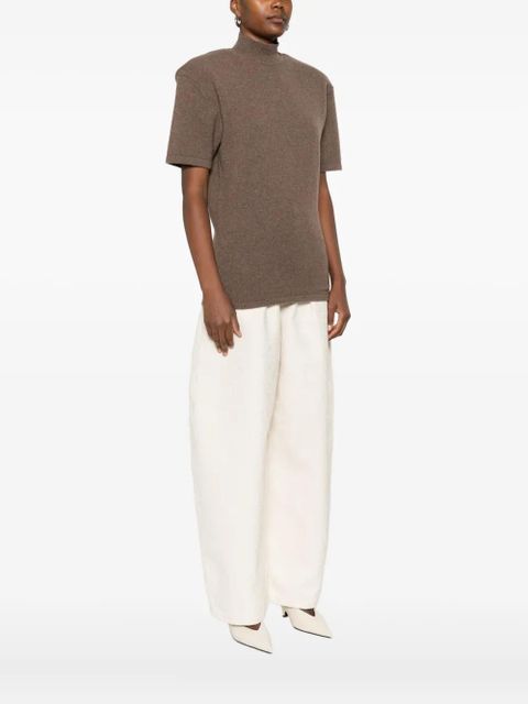 Jacquemus high-neck short-sleeve top - Brown