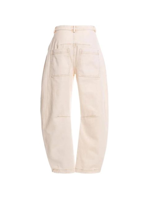 Agua By Agua Bendita Fallon distressed floral-embroidery jeans - Neutrals