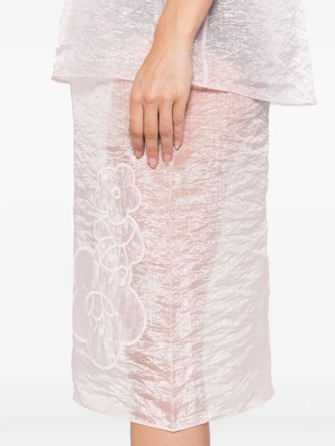 Cecilie Bahnsen floral-embroidered skirt - Pink