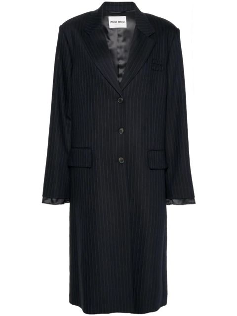Miu Miu single-breasted pinstripe coat - Blue - zdjęcie produktu nr 1
