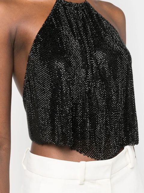 MANURÍ rhinestone-embellished cropped top - Black