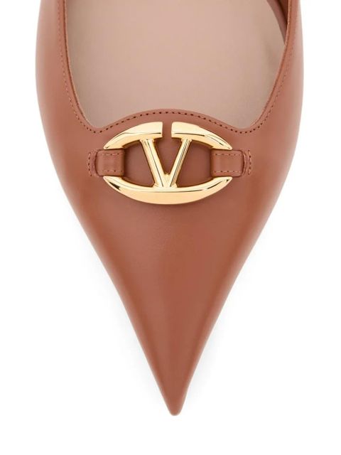 Valentino Garavani VLogothe Bold Edition calfskin slingback ballerinas 20mm - Brown