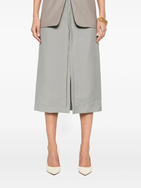 FENDI embroidered-logo midi skirt - Grey
