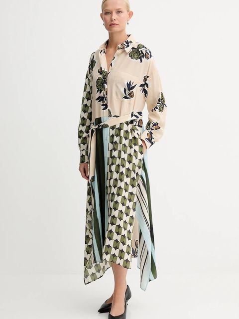 Weekend Max Mara sukienka jedwabna PASSO kolor beżowy mini rozkloszowana 2525226022600 - zdjęcie produktu nr 1