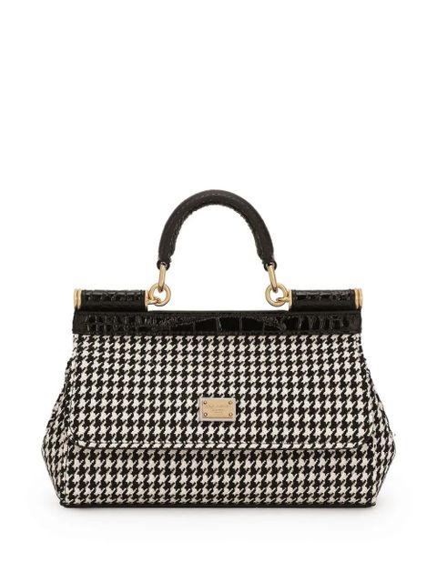 Dolce & Gabbana small Sicily houndstooth tote bag - Black - zdjęcie produktu nr 1