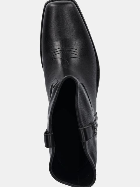 Weekend Max Mara botki skórzane Ranch damskie kolor czarny na słupku 2525796034600