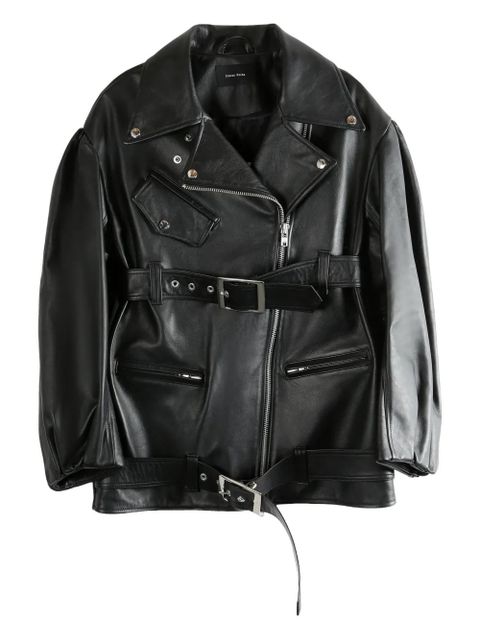 Simone Rocha belted leather jacket - Black - zdjęcie produktu nr 1