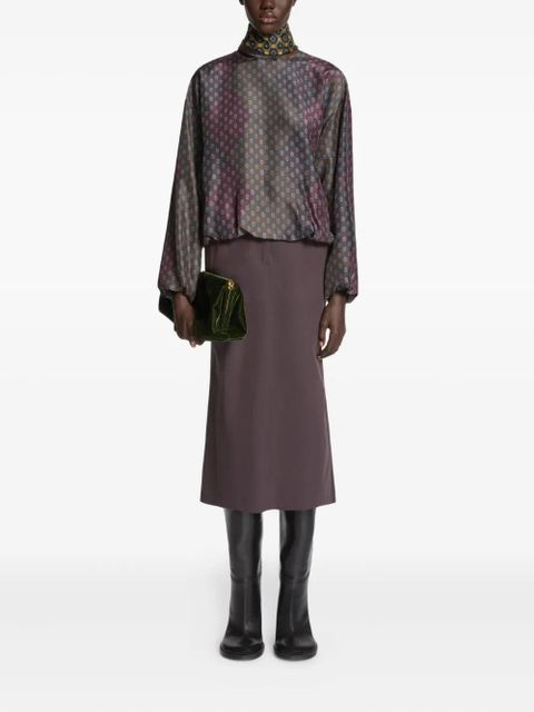DRIES VAN NOTEN geometric-print blouse - Brown - zdjęcie produktu nr 2