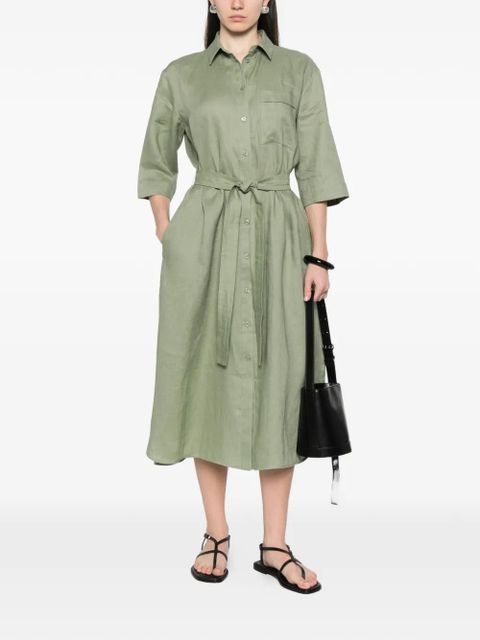 Max Mara button belt linen midi dress - Green - zdjęcie produktu nr 2