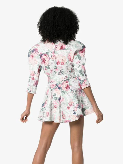 The Attico floral-print belted stretch-cotton dress - Pink