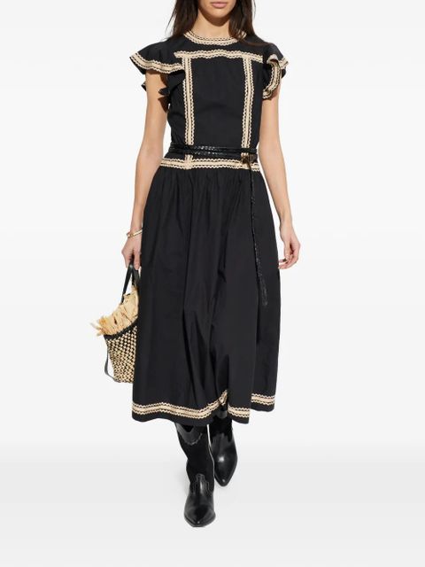 Ulla Johnson ruffled-trim midi dress - Black - zdjęcie produktu nr 2