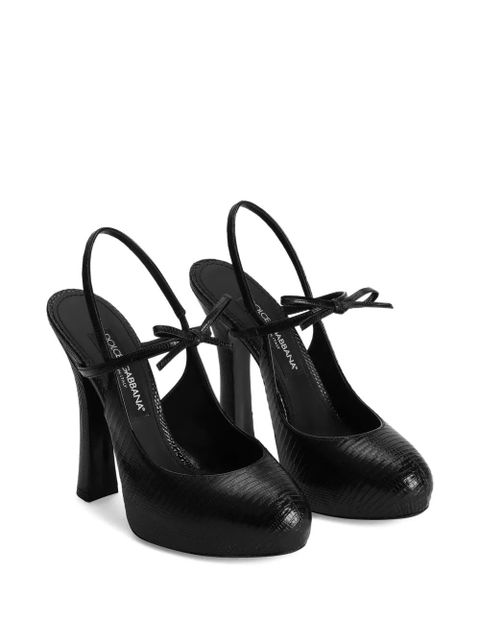 Dolce & Gabbana 105mm bow textured pumps - Black