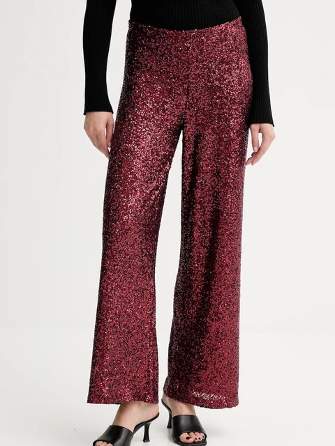 Answear.LAB spodnie damskie kolor bordowy szerokie high waist - zdjęcie produktu nr 2