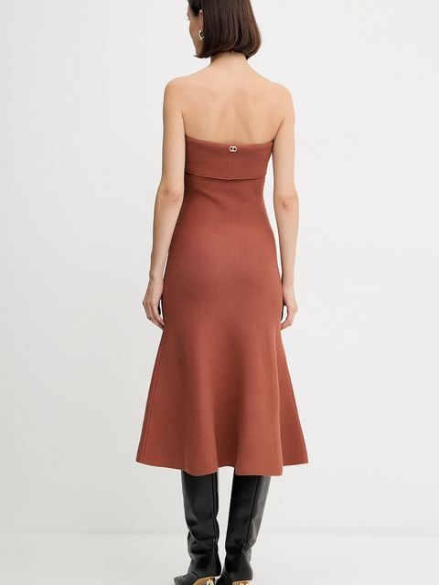 Twinset sukienka kolor brązowy mini rozkloszowana 252TP3410