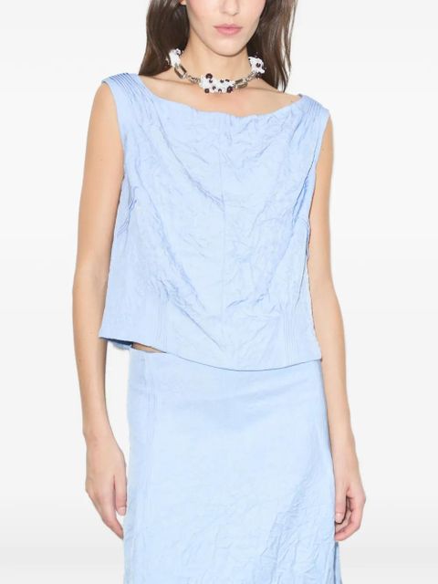 Tory Burch crinkled viscose top - Blue