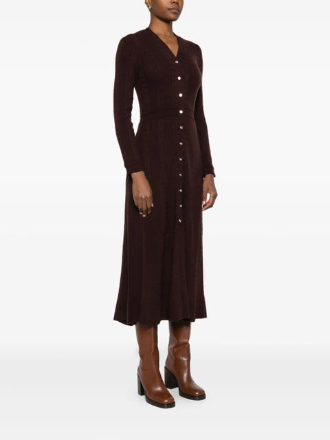 Maje cable-knit buttoned dress - Brown