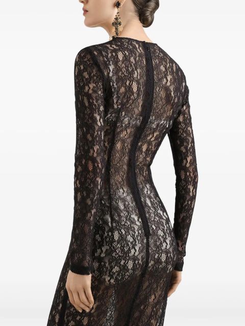 Dolce & Gabbana floral-lace midi dress - Black
