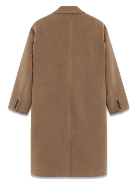 Saint Laurent single-breasted wool long coat - Brown