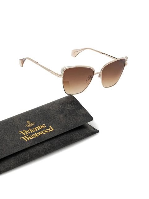 Vivienne Westwood pearl-embellished cat-eye sunglasses - Neutrals
