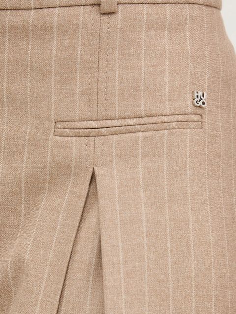 HUGO spodnie damskie kolor brązowy szerokie high waist 50542691