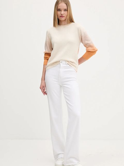 Desigual sweter z domieszką wełny FAMA damski kolor beżowy 25WWJF24