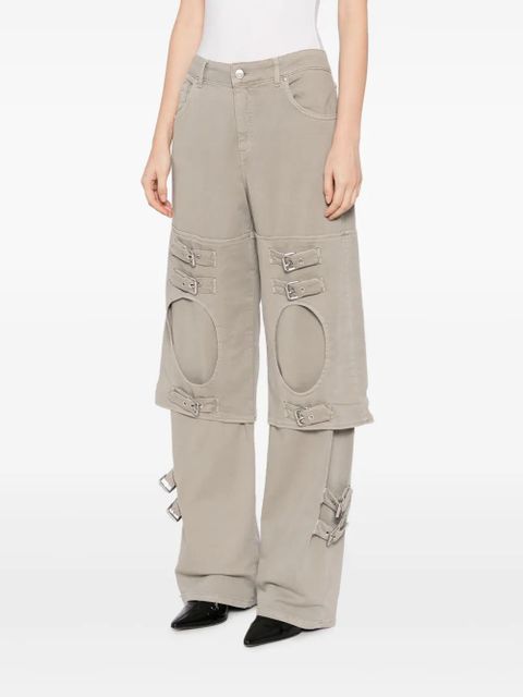 Blumarine buckle-detailed wide leg trousers - Grey