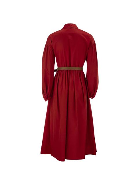 Max Mara balloon-sleeve pleated cotton midi dress - Red - zdjęcie produktu nr 2