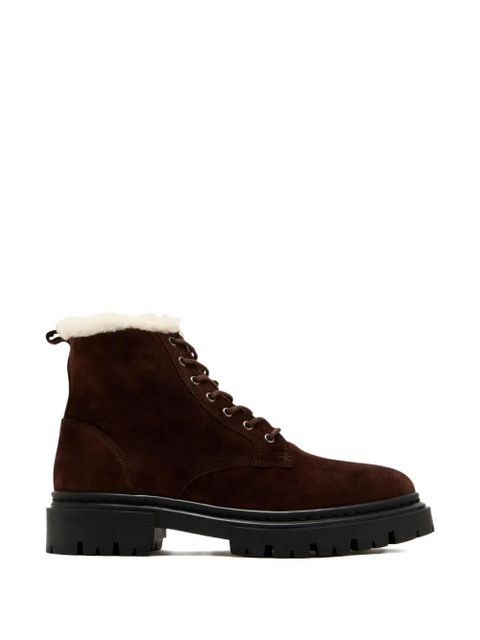 STAUD Henry shearling lace-up boots - Brown - zdjęcie produktu nr 1