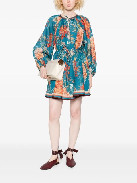 ALEMAIS Fletcher floral-print mini dress - Blue - zdjęcie produktu nr 2