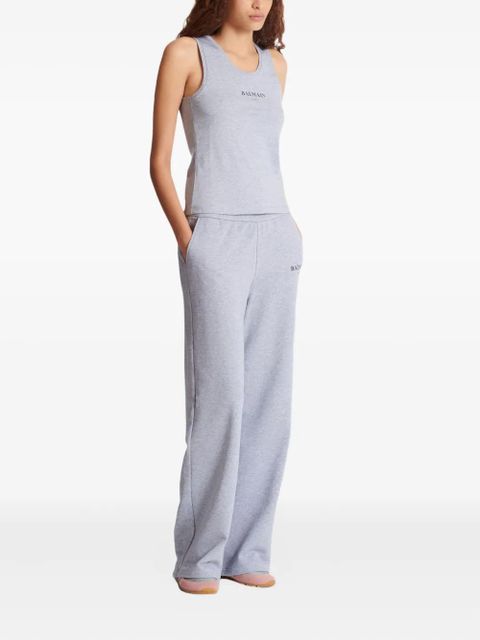 Balmain logo-print cotton top - Grey