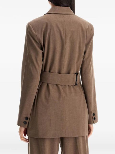 GANNI wrap-design blazer - Brown