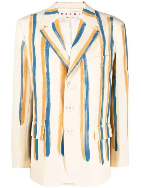 Marni striped single-breasted blazer - Neutrals - zdjęcie produktu nr 2