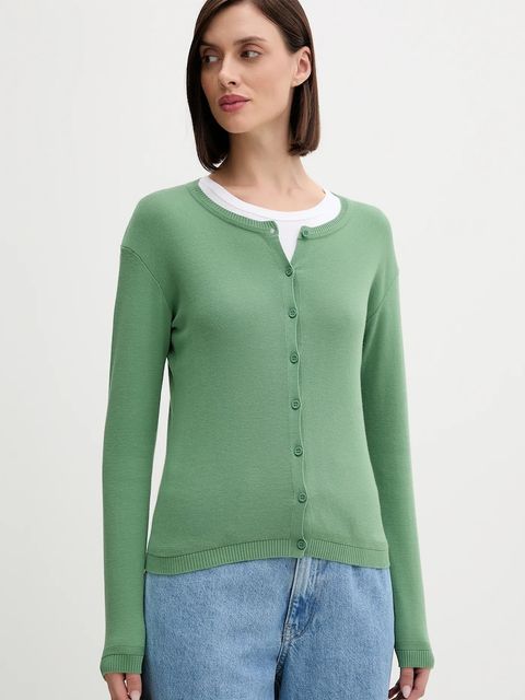 United Colors of Benetton kardigan bawełniany kolor zielony lekki 1091D5558 - zdjęcie produktu nr 1