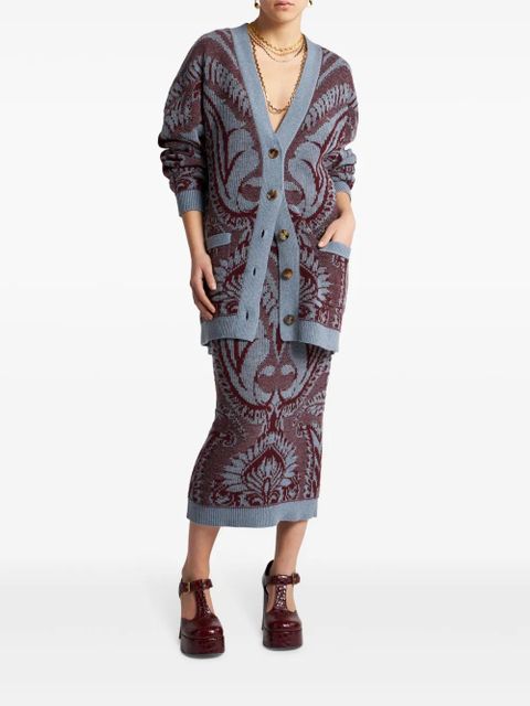 ETRO floral jacquard-knitted cardigan - Blue