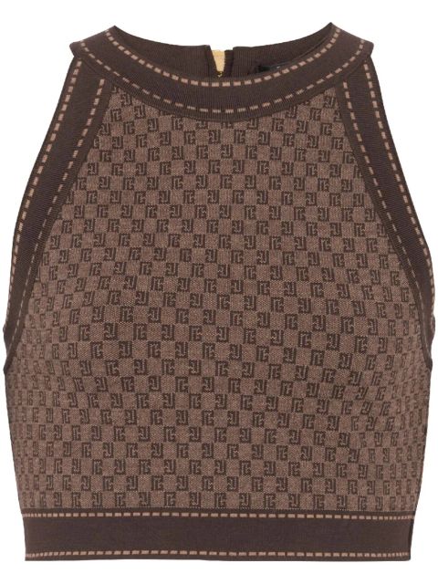 Balmain monogram-jacquard cropped top - Brown - zdjęcie produktu nr 1