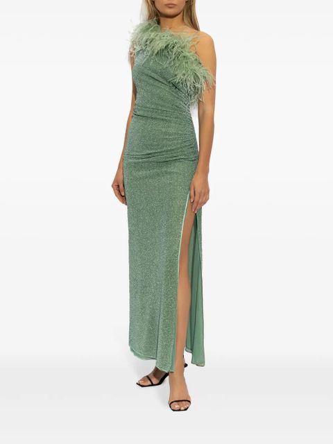 Oséree feather-trimmed gown - Green