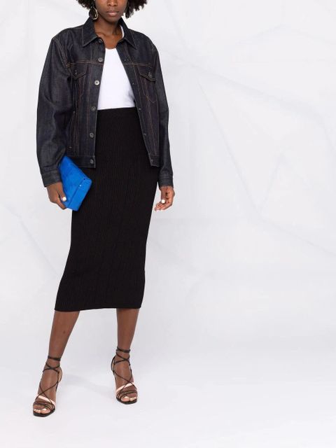 Balmain buttoned knitted midi skirt - Black