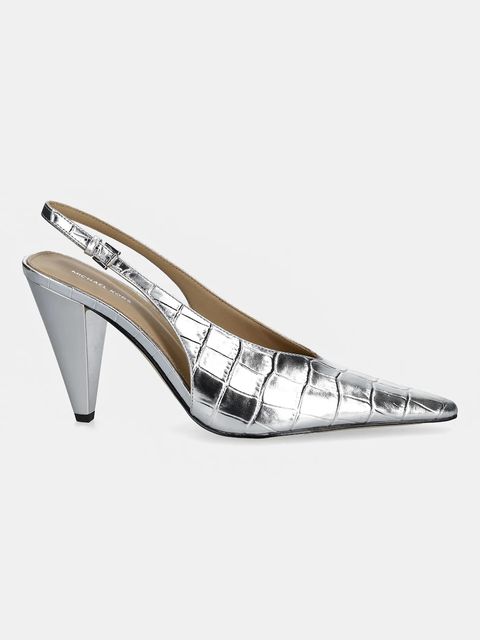 MICHAEL Michael Kors szpilki skórzane Electra kolor srebrny 40F5ELHP1M.040 - zdjęcie produktu nr 2