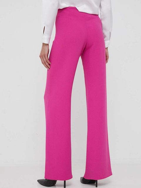 Emporio Armani spodnie damskie kolor różowy szerokie medium waist