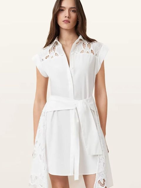 AllSaints sukienka bawełniana ZOLA kolor biały mini prosta W129DC - zdjęcie produktu nr 2